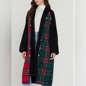 Grey Lab - Reversible Check Long
Coat Multi.  Color: Multiple